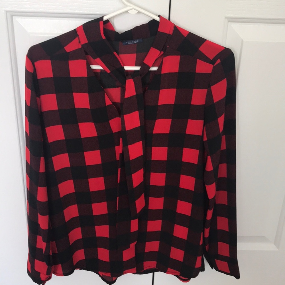 Red and black checkered blouse made in Italy